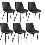 tectake Set stoelen Monroe fluweellook - zwart, Set van 6, Huis en Inrichting, Stoelen, Verzenden, Nieuw