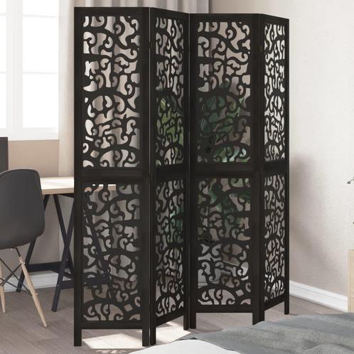 vidaXL Kamerscherm met 4 panelen massief paulowniahout zwart, Huis en Inrichting, Woonaccessoires | Overige, Nieuw, Verzenden