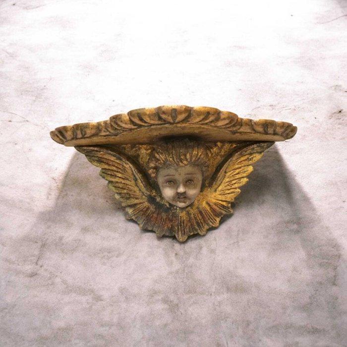 Wandplank beugel - Querubim - Verguld hout - Spaanse school, Antiek en Kunst, Antiek | Boeken en Manuscripten