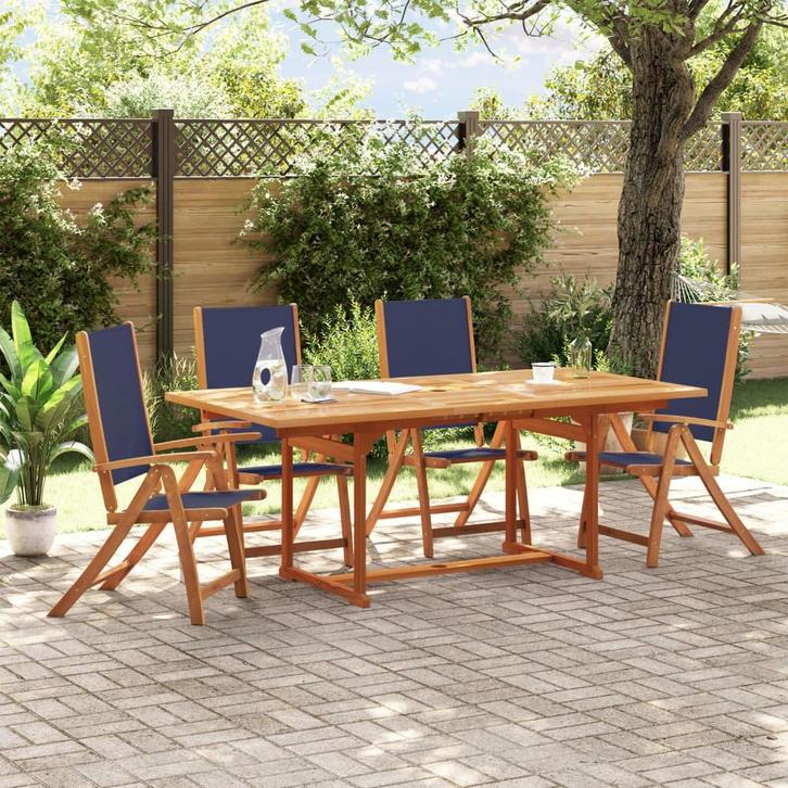 vidaXL 5-delige Tuinset massief acaciahout en textileen, Tuin en Terras, Tuinsets en Loungesets, Tuinset, Nieuw, Verzenden