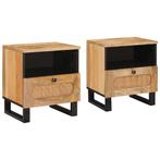 vidaXL Nachtkastje 2 pcs Naturel 40 x 33 x 46 cm Massief, Verzenden, Nieuw