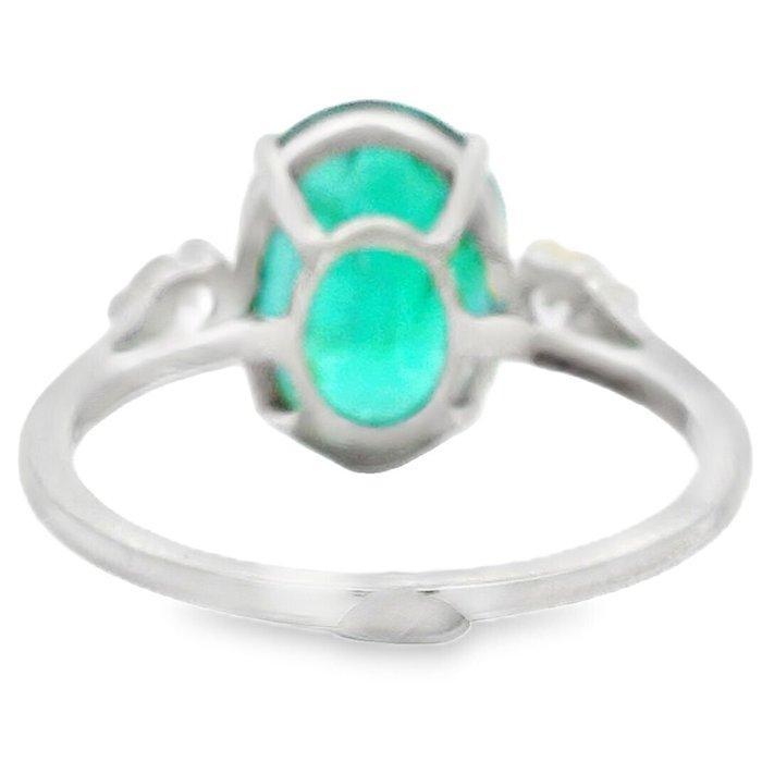 Ring Platina - 3.30ct. tw. Smaragd - Diamant - DRIE STEEN, Handtassen en Accessoires, Ringen