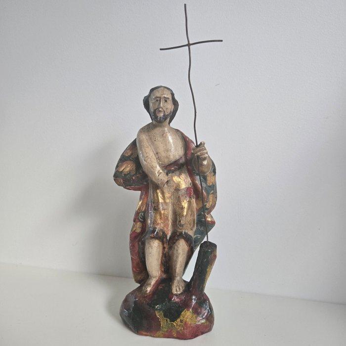 Beeld, Antieke religieuze beeld - 29 cm - Hout, Polychrome, Antiek en Kunst, Kunst | Niet-Westerse kunst