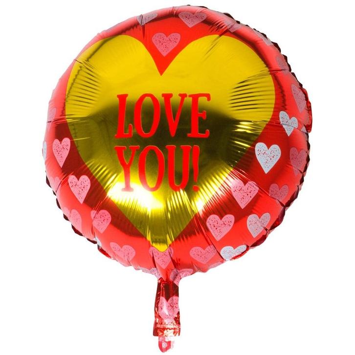 Helium Ballon Hart Love You Goud 45cm leeg, Hobby en Vrije tijd, Feestartikelen, Nieuw, Verzenden