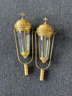 Paar antieke processielantaarns - 40 cm - Antiek - Messing,