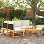 vidaXL 5-delige tuinbankset met kussens acaciahout & rotan, Verzenden, Nieuw