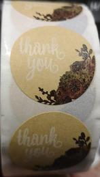 500 stickers labels rol thank you vintage bloemen kraft