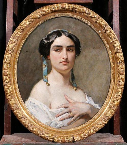 Victor Chavet (1822-1906) - Portrait of a Provençal woman, Antiek en Kunst, Kunst | Schilderijen | Klassiek