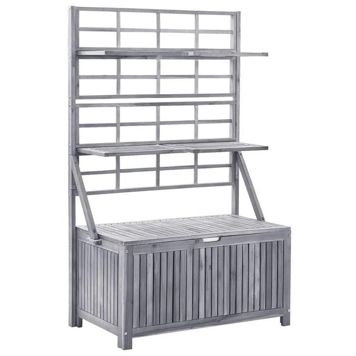 Opbergbox Acaciahout Grijs 99cm | Retour Deal | -46%, Huis en Inrichting, Woonaccessoires | Kisten, 50 tot 100 cm, Nieuw, Overige houtsoorten