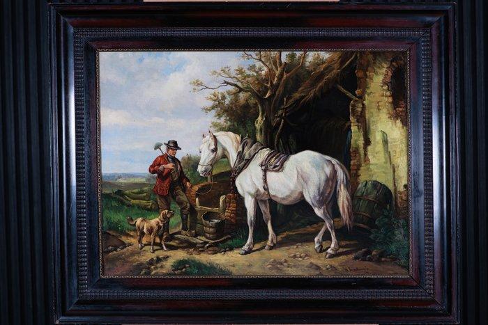 Wouterus II Verschuur (1841-1936) - Rustmoment aan de, Antiek en Kunst, Kunst | Schilderijen | Klassiek