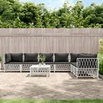 vidaXL 8-delige Loungeset met kussens staal wit, Tuin en Terras, Tuinsets en Loungesets, Verzenden, Nieuw, Loungeset