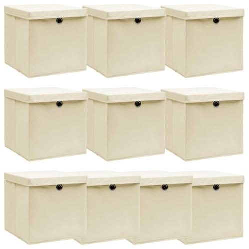 vidaXL Opbergboxen met deksel 10 st 32x32x32 cm stof, Bricolage & Construction, Casiers & Boîtes, Envoi