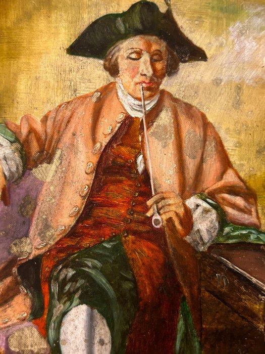 Franse school (XIX) - Gentiluomo francese fuma la pipa, Antiek en Kunst, Kunst | Schilderijen | Klassiek