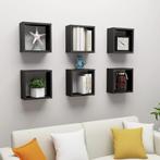vidaXL Wandschappen kubus 6 st 30x15x30 cm zwart, Verzenden, Nieuw