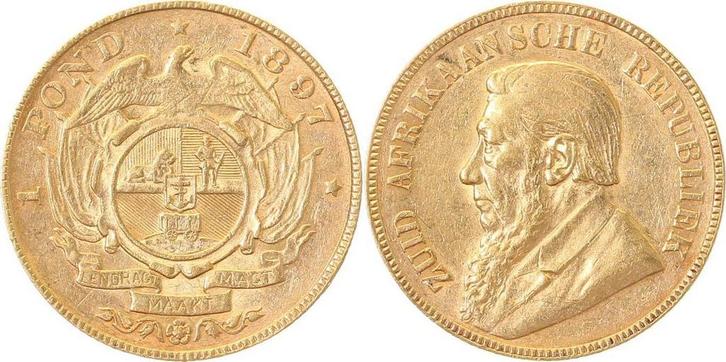 1 Pound goud Suedafrika South Africa 1897 vorzueglich goud, Postzegels en Munten, Munten en Bankbiljetten | Toebehoren, Verzenden