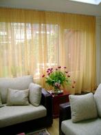 Bank (2) - Leder, Textiel - Leren bank en fauteuil