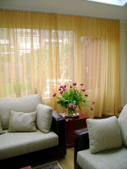 Bank (2) - Leder, Textiel - Leren bank en fauteuil, Huis en Inrichting, Overige Huis en Inrichting