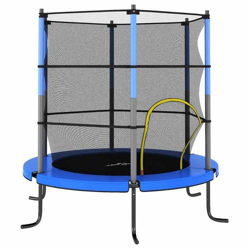 vidaXL Trampoline met veiligheidsnet rond 140x160 cm blauw, Kinderen en Baby's, Speelgoed | Buiten | Trampolines, Nieuw, Verzenden