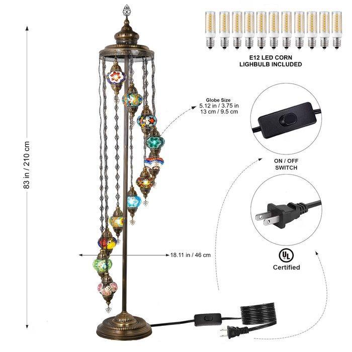 Staande lamp - Authentieke Turkse mozaïek vloerlamp -, Antiek en Kunst, Kunst | Designobjecten