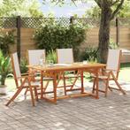 vidaXL 5-delige Tuinset massief acaciahout en textileen, Tuin en Terras, Verzenden, Nieuw, Tuinset