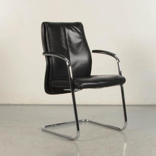 Vergaderstoel Rovo 5400A - Zwart leder - Sledeframe, Huis en Inrichting, Stoelen, Gebruikt, Ophalen of Verzenden