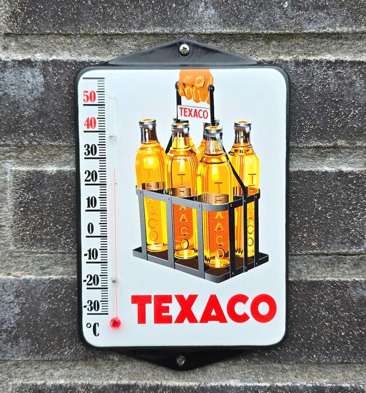 Texaco emaille thermometer, Verzamelen, Merken en Reclamevoorwerpen, Verzenden