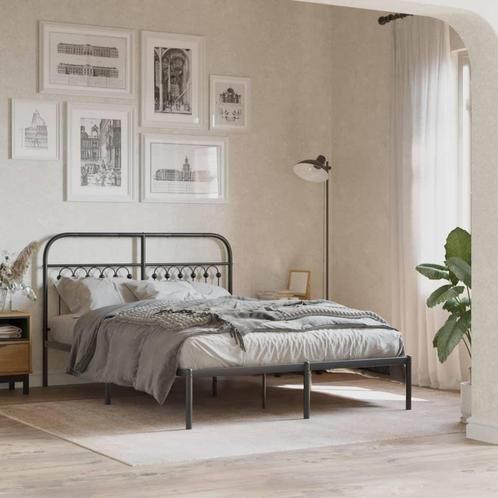vidaXL Bedframe met hoofdbord metaal zwart 140x200 cm, Huis en Inrichting, Slaapkamer | Bedden, Nieuw, Verzenden