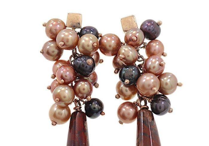 Oorbellen - 9 kt. Roségoud - 45.00ct. tw. Quartz - Parel, Handtassen en Accessoires, Oorbellen