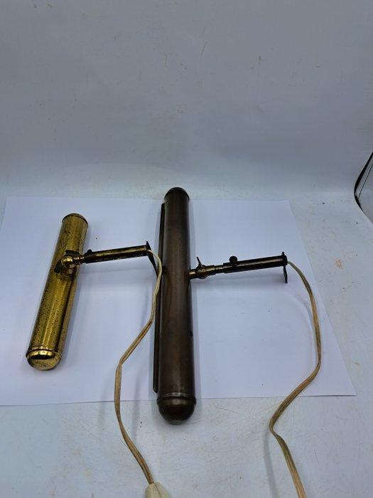 Lamp (2) - Messing - Schilderij pianolampjes, Antiek en Kunst, Curiosa en Brocante