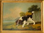 Escuela Franco-Belga (XX) - A black and white spaniel, Antiek en Kunst