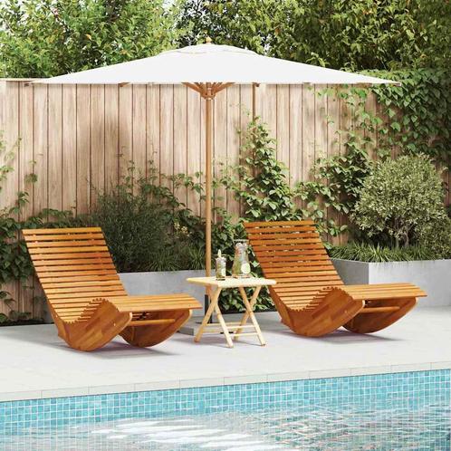 vidaXL Rocking zonligstoelen 2 pcs Bruin 154 x 60 x 74 cm, Tuin en Terras, Ligbedden, Nieuw, Verzenden
