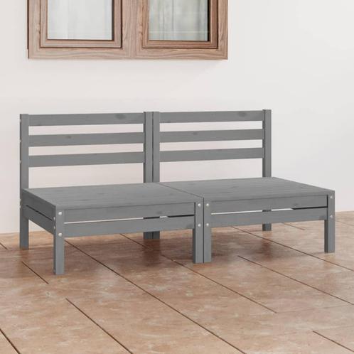 vidaXL Tuinbank 2-zits massief grenenhout grijs, Tuin en Terras, Tuinsets en Loungesets, Nieuw, Verzenden