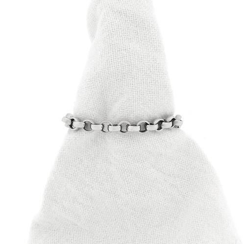 Witgouden robuuste jasseron schakel armband | 19,5 cm, Handtassen en Accessoires, Armbanden, Overige kleuren, Gebruikt, Goud, Ophalen of Verzenden