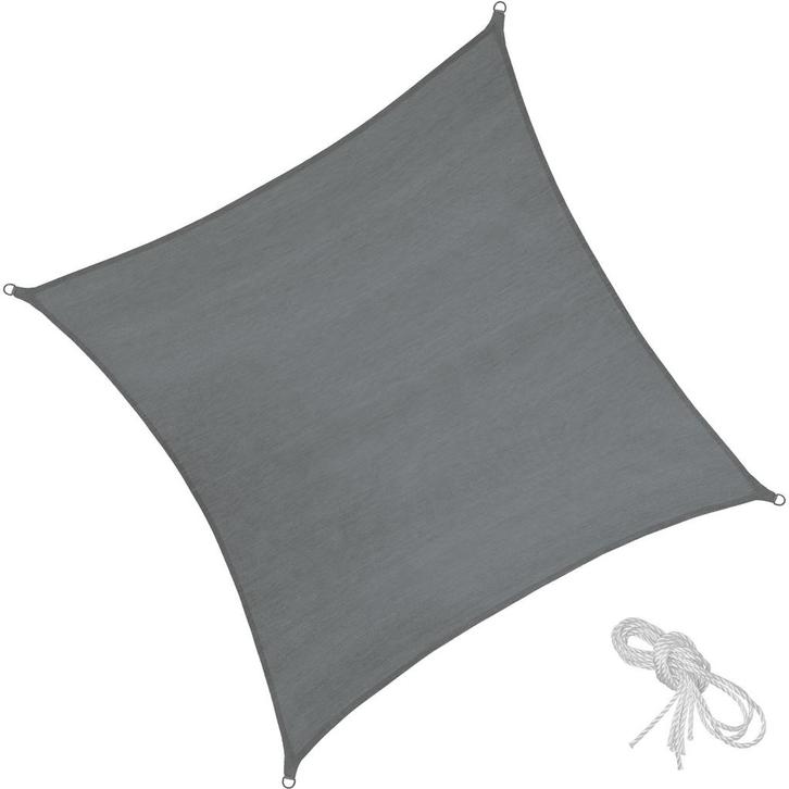 tectake Polyethyleen zonneluifel vierkant grijs - 3,6 x 3,6, Tuin en Terras, Zonneschermen, Verzenden