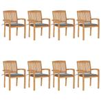 vidaXL Tuinstoelen stapelbaar 8 st met kussens massief, Tuin en Terras, Tuinstoelen, Verzenden, Nieuw