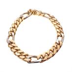 Massief bicolor gouden Figaro schakel armband; Erinç | 21 c, Handtassen en Accessoires, Armbanden, Ophalen of Verzenden, Gebruikt