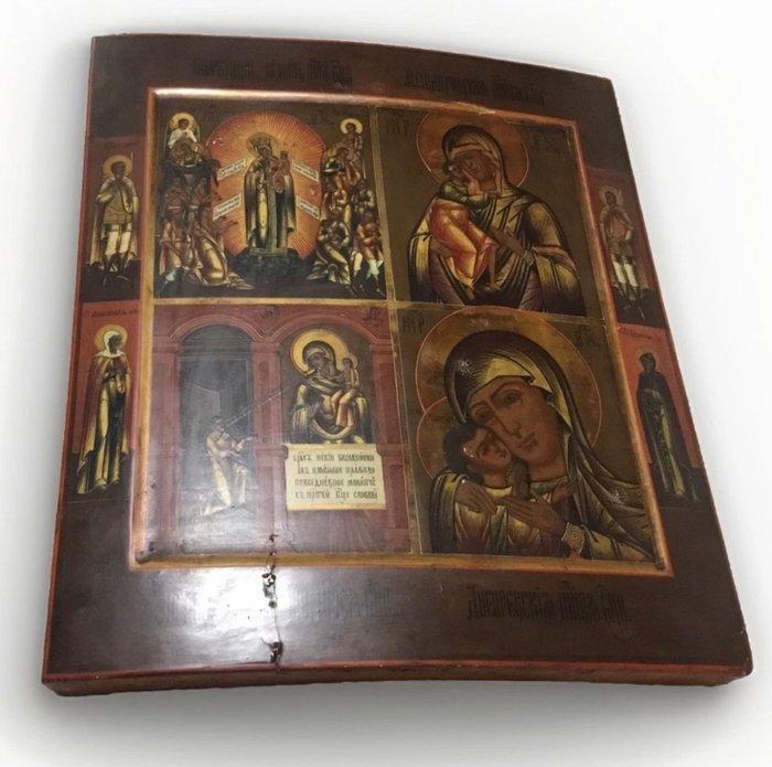 Icoon - Vierveldenicoon - Hout, Antiek en Kunst, Kunst | Niet-Westerse kunst