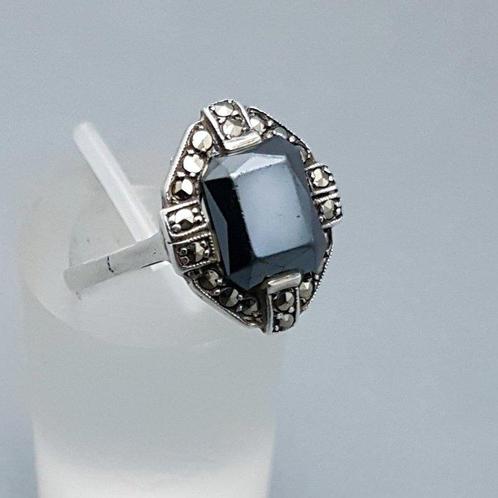 Argent, Art déco, hématite - Bague - Markasites., Antiek en Kunst, Kunst | Designobjecten