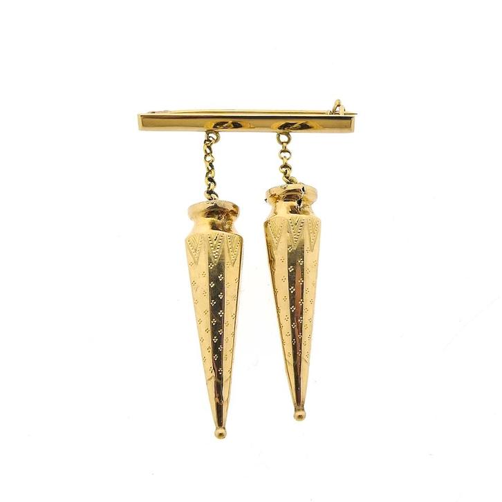 Gouden broche met breidoppen (unieke broche, sleutel), Handtassen en Accessoires, Broches, Overige kleuren, Gebruikt, Goud, Ophalen of Verzenden