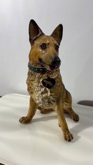 Sculpture, Grande statue en plâtre dur d’un Berger Allemand, Antiek en Kunst, Curiosa en Brocante