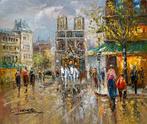 Christof Vevers (1962) - Paris en été - Avenue animée autour, Antiquités & Art, Art | Peinture | Classique
