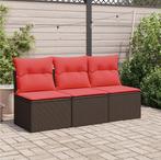 vidaXL Tuinbank met kussens 3-zits poly rattan bruin, Tuin en Terras, Tuinsets en Loungesets, Verzenden, Nieuw