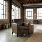 Leren fauteuil Smart - Granada Ash (grijs/bruin) - Poten, Huis en Inrichting, Fauteuils, Nieuw, Ophalen of Verzenden, Bohemian, Eigentijds, Modern, Retro