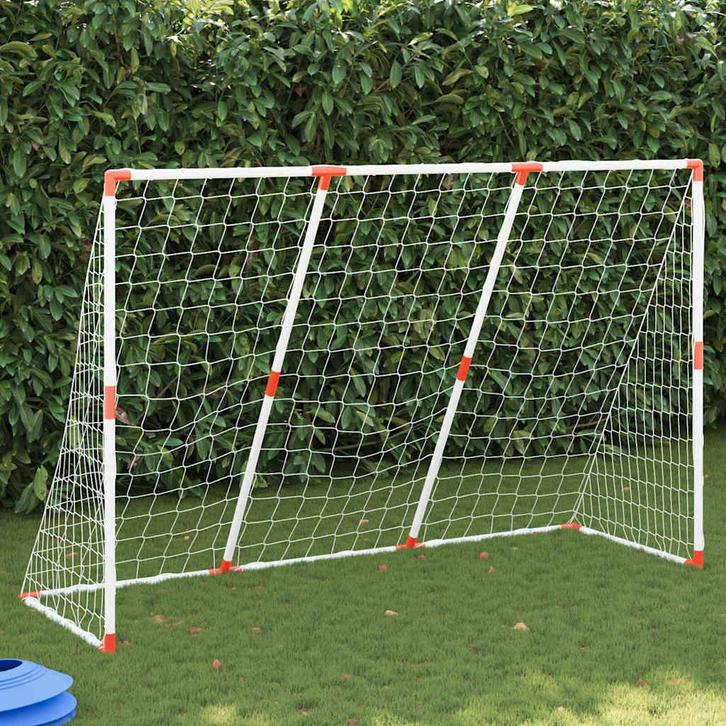 vidaXL Kindervoetbaldoel met ballen 2-in-1 184x64x124 cm wit, Sport en Fitness, Voetbal, Nieuw, Verzenden