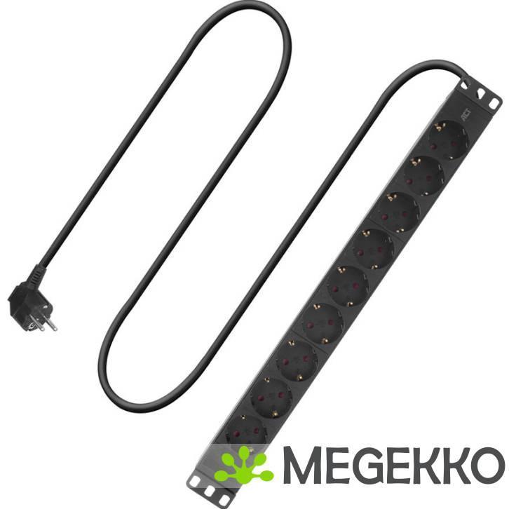 ACT Stekkerdoos PDU 19 inch  CEE7/7 8-voudig type F. 2.5m, Computers en Software, Pc- en Netwerkkabels, Nieuw, Verzenden