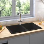 vidaXL Zwarte Keukensink 760x480x184 mm in Graniet, Huis en Inrichting, Keuken | Keukenelementen, Verzenden, Nieuw