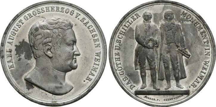 Zinnmedaille von Sebald / Drentwett o J, (1857) Sachsen W..., Postzegels en Munten, Penningen en Medailles, Verzenden