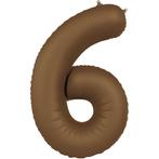6 Jaar Cijfer Ballon Bruin Mat 86cm, Hobby en Vrije tijd, Feestartikelen, Verzenden, Nieuw