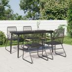 vidaXL 5-delige Tuinset PVC-rattan zwart, Tuin en Terras, Verzenden, Nieuw, Tuinset