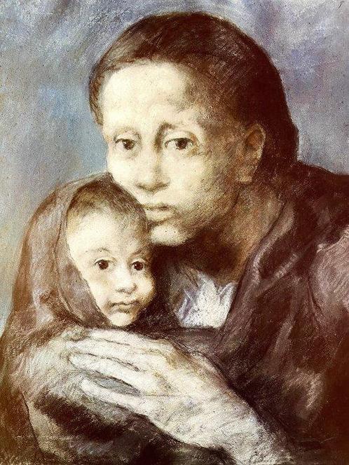 Pablo Picasso (after) - Maternity, mother and child (1901) -, Antiquités & Art, Art | Dessins & Photographie